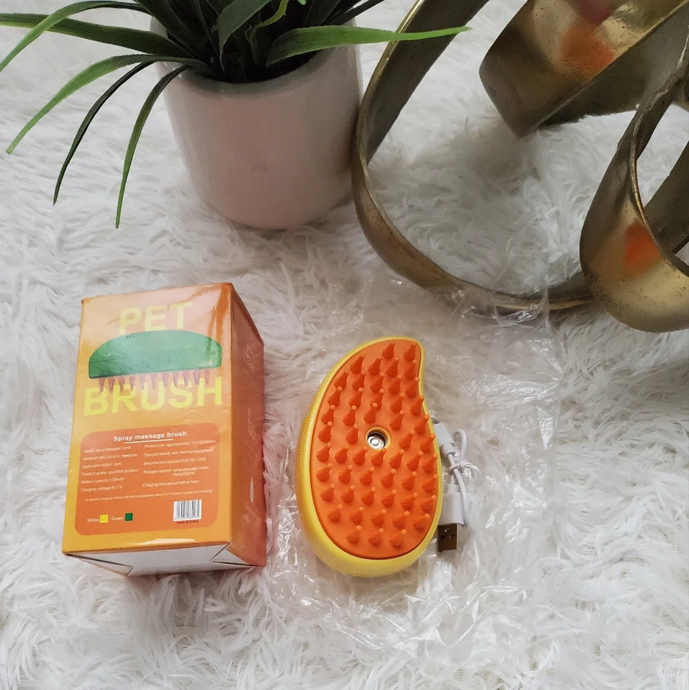 2/$25 3-in-1 Steam Pet Brush Soft Silicone Massaging Cleaning Brush Cats & Dogs